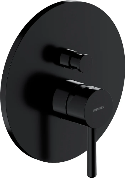 Смеситель Omnires Y Y1235BL С ВНУТРЕННЕЙ ЧАСТЬЮ, для ванны с душем, чёрный