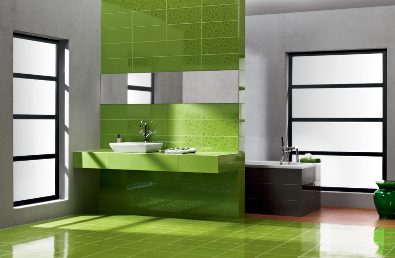 дизайн ванной комнаты (зеленый цвет)
