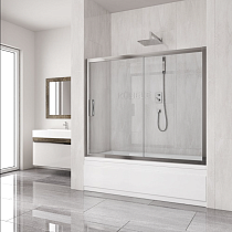 Шторка на ванну Kubele DE019P2-CLN-CH 150х150 см, профиль хром