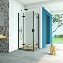 Душевой уголок Vegas Glass AFA-F Retta 100*90 02М 02 L профиль черный матовый стекло шиншилла