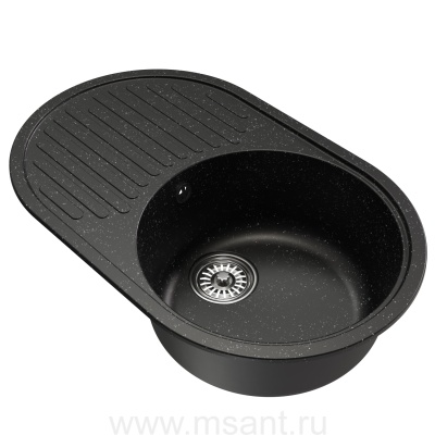Мойкa MIXLINE ML-GM16 овальная с крылом, черная (308), 730*460*180мм