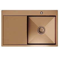 Мойка настол.монтаж 78х50 (3,0) прав. вып 3 1/2 MIXLINE PRO 20см с сифоном (бронза)