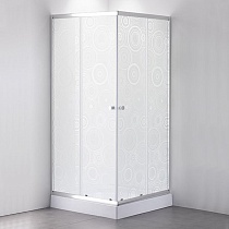 Душевое ограждение Comforty 35P матовое стекло с рисунком узоры, с поддоном, 900*900*1925