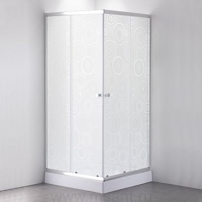Душевое ограждение Comforty 35P матовое стекло с рисунком узоры, с поддоном, 900*900*1925
