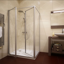 Душевой уголок GuteWetter Practic Rectan GK-402 левая 100x95 см стекло бесцветное, профиль матовый хром