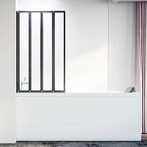 Шторка на ванну Veconi Palau PL-74BL 120 см, профиль черный