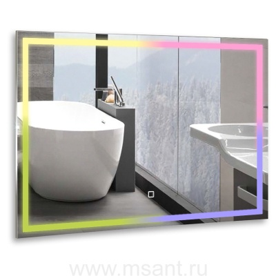 Зеркало AZARIO Livia-RGB 800х600 сенсорный выключатель с функцией диммера, мульти-цвет