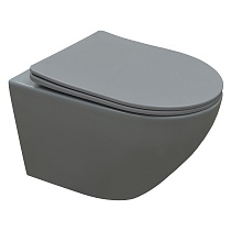 Унитаз подвесной Azario Grado 370х490х370 безободковый, с быстросъемныйм сидением микролифт, серый матовый