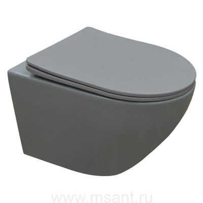 Унитаз подвесной Azario Grado 370х490х370 безободковый, с быстросъемныйм сидением микролифт, серый матовый