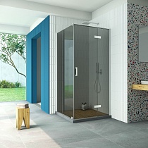 Душевой уголок Vegas Glass AFP-Fis Retta 100*110 01 07 R профиль белый стекло графит