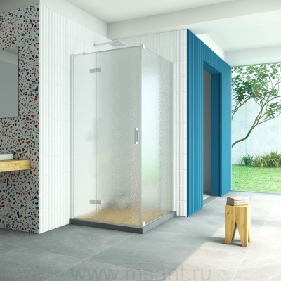 Душевой уголок Vegas Glass AFP-Fis Retta 110 01 02 L профиль белый стекло шиншилла