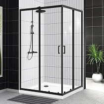 Душевой уголок BelBagno Uno-195 AH 2 120/100 C Nero профиль черный, стекло прозрачное