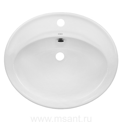 Раковина Azario 550х470х200 встраеваемая сверху, овальная, белый глянец