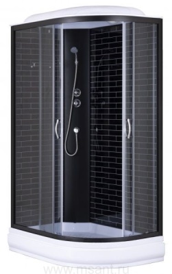 Душевая кабина Loranto (120х80х215) поддон 20 см черный кирпичный узор серое стекло 4мм профиль черный (CS-66120-20L GB 120)