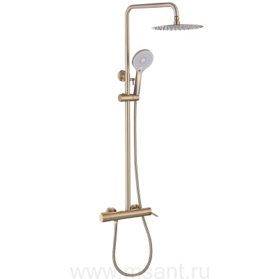 Душевая стойка ABBER Emotion AF8816GL с изливом, золото матовое