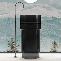 Раковина отдельностоящая прозрачная ABBER Kristall AT2701Onyx-H черная