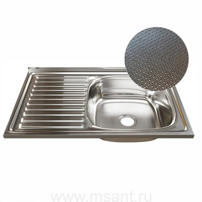 Мойка 80х50 (0,6) прав вып 3 1/2 MIXLINE 16см с сифоном ДЕКОР
