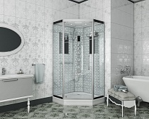 Душевая кабина Niagara Lux NG-7717W (100x100х215) низкий поддон(15см),дверь распашная,стенки серебро,4 места