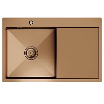 Мойка настол.монтаж 78х50 (3,0) лев. вып 3 1/2 MIXLINE PRO 20см с сифоном (бронза)