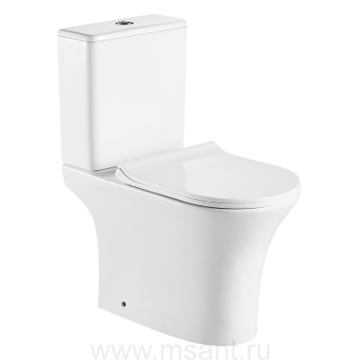 Унитаз-компакт Azario FRETTA ROUND N 340х650х770 напольный, безободковый, c быстросьемным сиденьем микролифт