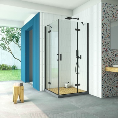 Душевой уголок Vegas Glass AFA Retta 80 02М crystalvision профиль черный матовый стекло crystalvision