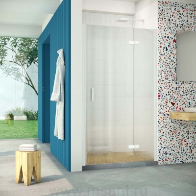 Дверь в душевой проем Vegas Glass AFP Retta 120 01 Moru R, профиль белый, стекло Moru