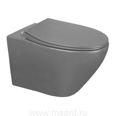 Унитаз подвесной Azario Keras 370х520х360 безободковый, с быстросъемным сиденьем микролифт, серый матовый