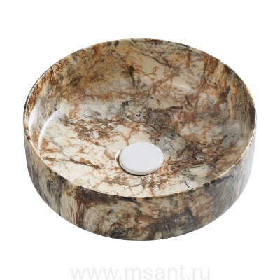 Раковина-чаша Azario 355х355х120 накладная, круглая, коричневый мраморный 