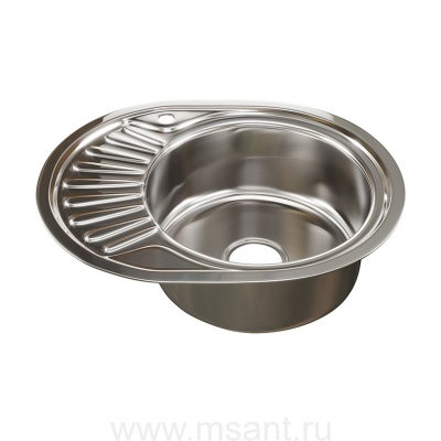 Мойка овал 57х45 (0,6) прав вып 3 1/2 MIXLINE 16 см с сифоном