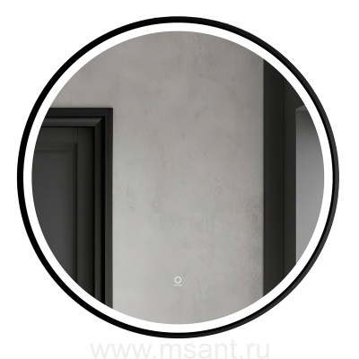 Зеркало AZARIO Aurora D800 с подсветкой, сенсорный выключатель с функцией диммера, алюминиевая черная рама 