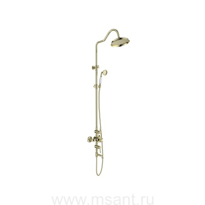 Термостатическая душевая система с изливом AQUATEK, полир. золото AQ2543PG КЛАССИК