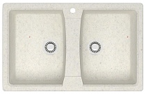 Кухонная мойка AZARIO Elmas 780х500х190 двойная, искусственный мрамор, цвет хлопок (CS00079898)