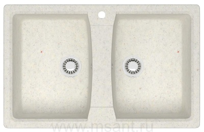 Кухонная мойка AZARIO Elmas 780х500х190 двойная, искусственный мрамор, цвет хлопок (CS00079898)