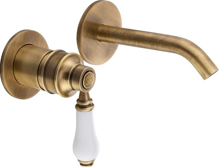 Смеситель Migliore Ermitage Mini 28586 С ВНУТРЕННЕЙ ЧАСТЬЮ, для раковины, белый - бронза