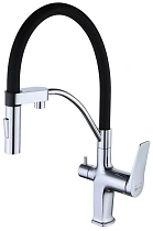 Смеситель Lemark Comfort LM3074C для кухонной мойки, хром/черный