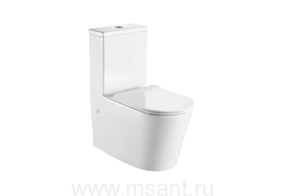 Унитаз-компакт напольный безободковый с бачком AQUATEK ОБЕРОН AQ1273S-00 591*362*820 мм, горизонтальный выпуск, тонкое сиденье с механизмом плавного закрывания, крепеж 