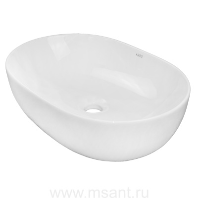 Раковина-чаша Azario 485х350х130 накладная, овальная, белый глянец