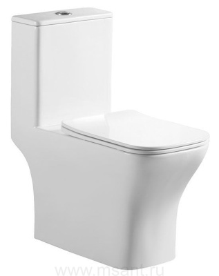 Унитаз моноблок Azario Lodi напольный, горизонтальный слив, сиденье дюропласт микролифт (AZ-8617)