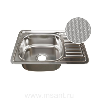 Мойка врез 65х50 (0,8) лев вып 3 1/2 MIXLINE 18см с сифоном ДЕКОР