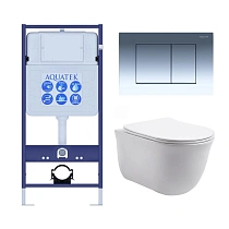 Set-2 AQUATEK КЛАССИК (рама AQUATEK Standard INS-0000012 с звукоиз.прокладкой+крепеж KKI-0000002+кнопкаKDI-0000010+унитаз КЛАССИК AQ1111-00 с крышкой