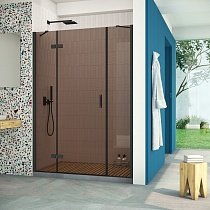 Дверь в душевой проем Vegas Glass AFP-F Retta 150 02М 05 L профиль черный матовый стекло бронза