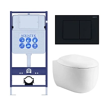 Set-3 AQUATEK АЛЬТАИР (рама AQUATEK Standard INS-0000012 с звукоиз.прокладкой+крепеж KKI-0000002+кнопкаKDI-0000012+унитаз АЛЬТАИР AQ1980-00 с сиденьем мткролифт