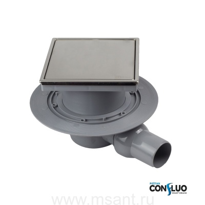 Трап для душа Pestan Confluo Standard Plate 1, 10*10 см, матовый хром (13702568) 