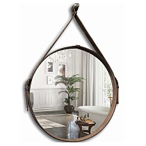 Зеркало AZARIO Капитан D610 мм коричн кожа