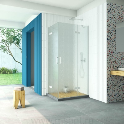 Душевой уголок Vegas Glass AFA-F Retta 100*80 01 02 R профиль белый стекло шиншилла