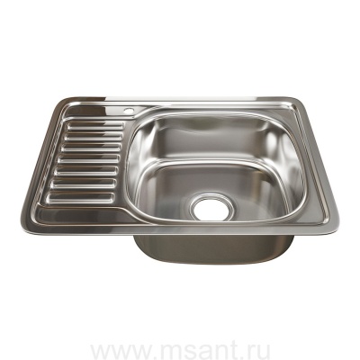 Мойка врез 65х50 (0,6) прав вып 3 1/2 MIXLINE 16см с сифоном