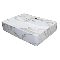 Раковина накладная Azario 600х420х120 прямоугольная, светлый мрамор