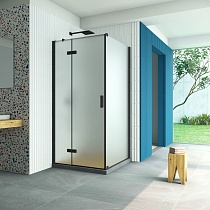 Душевой уголок Vegas Glass AFP-Fis Retta 80*90 02М 10 L профиль черный матовый стекло сатин