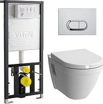Комплект унитаз с инсталляцией VitrA S50 9003B003-7201 кнопка хром