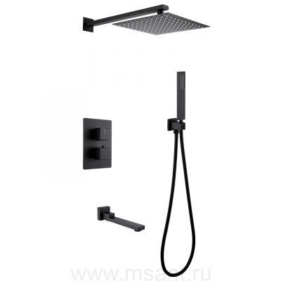 Душевая система ABBER Daheim AF8250B скрытого монтажа с изливом, термостат, черная матовая